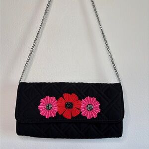 Vera Bradley Black Quilted Floral Chain Bag